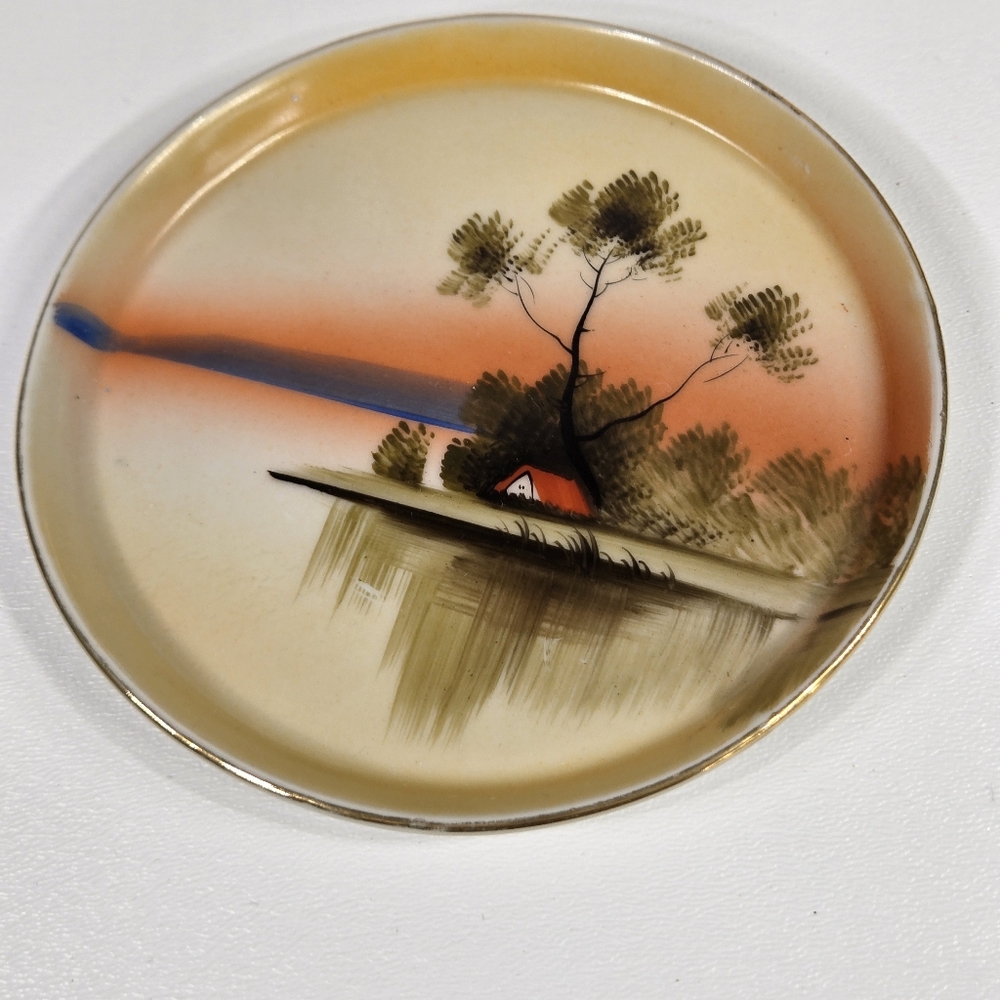 Antique Porcelain Made In Japan Tree In The Meadow Trinket Dish Catchall Japan - Picture 9 of 17